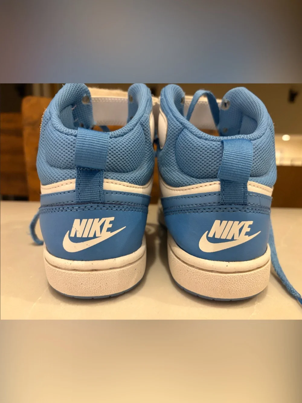 Nike Kids High-Top Sneakers in Light Blue and White